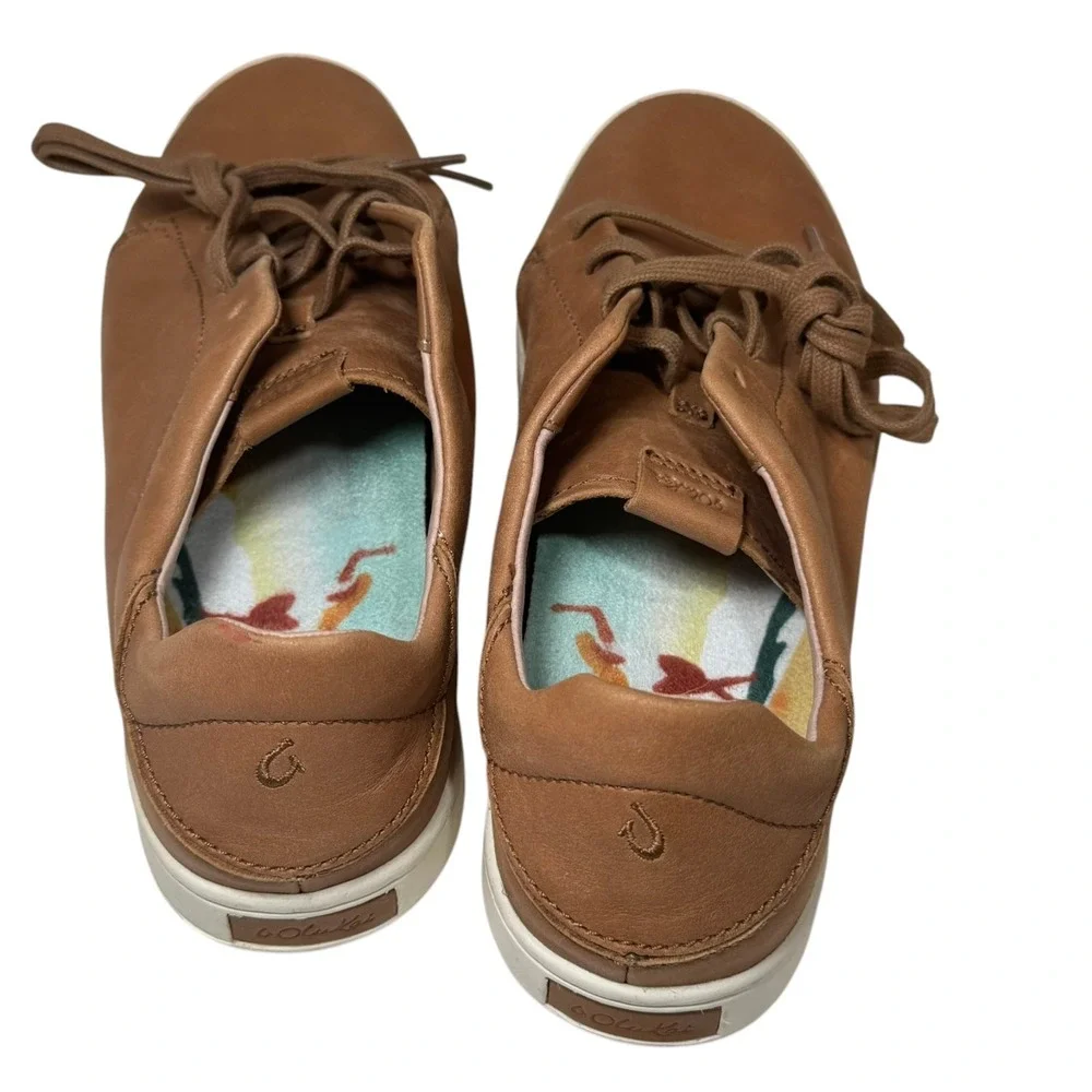 NEW OluKai Pehuea Li 'Ili Womens Sneakers Size 9.5 Brown Leather Convertible